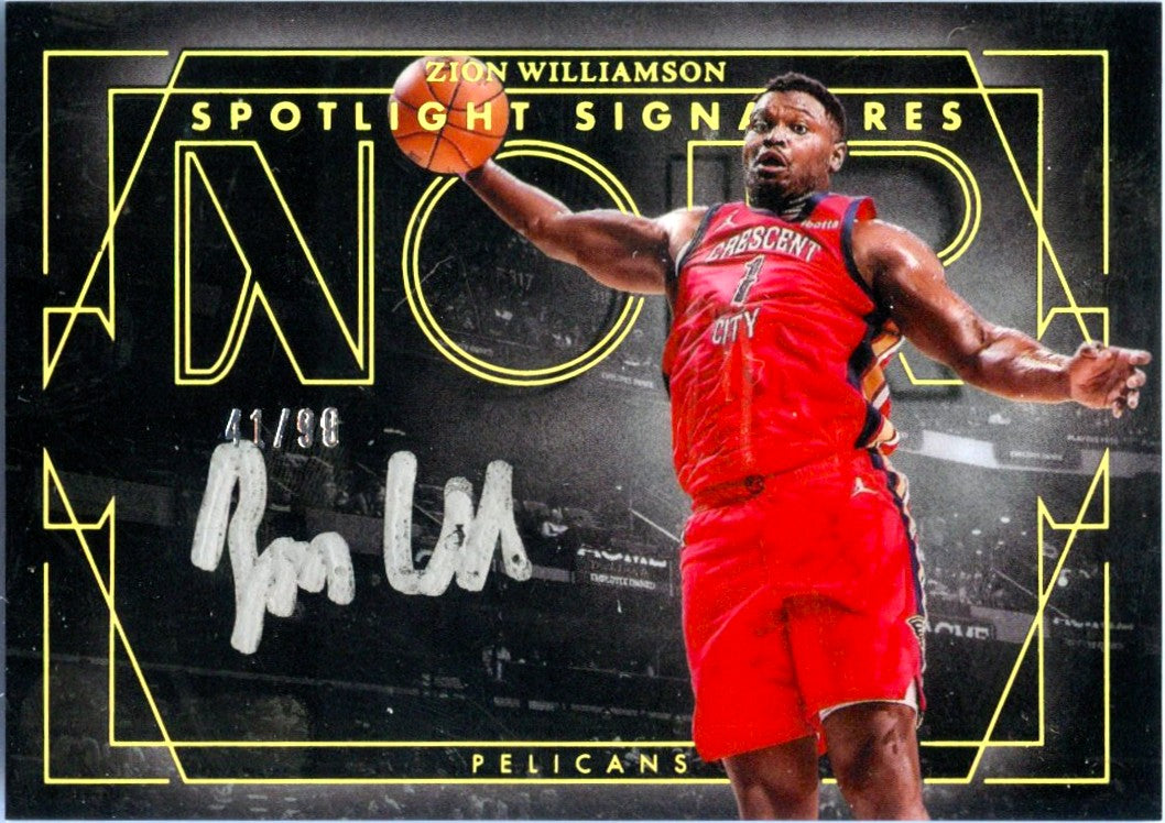 Zion Williamson 2024-25 Panini Noir Spotlight Silver Ink Auto SP 41/99-1
