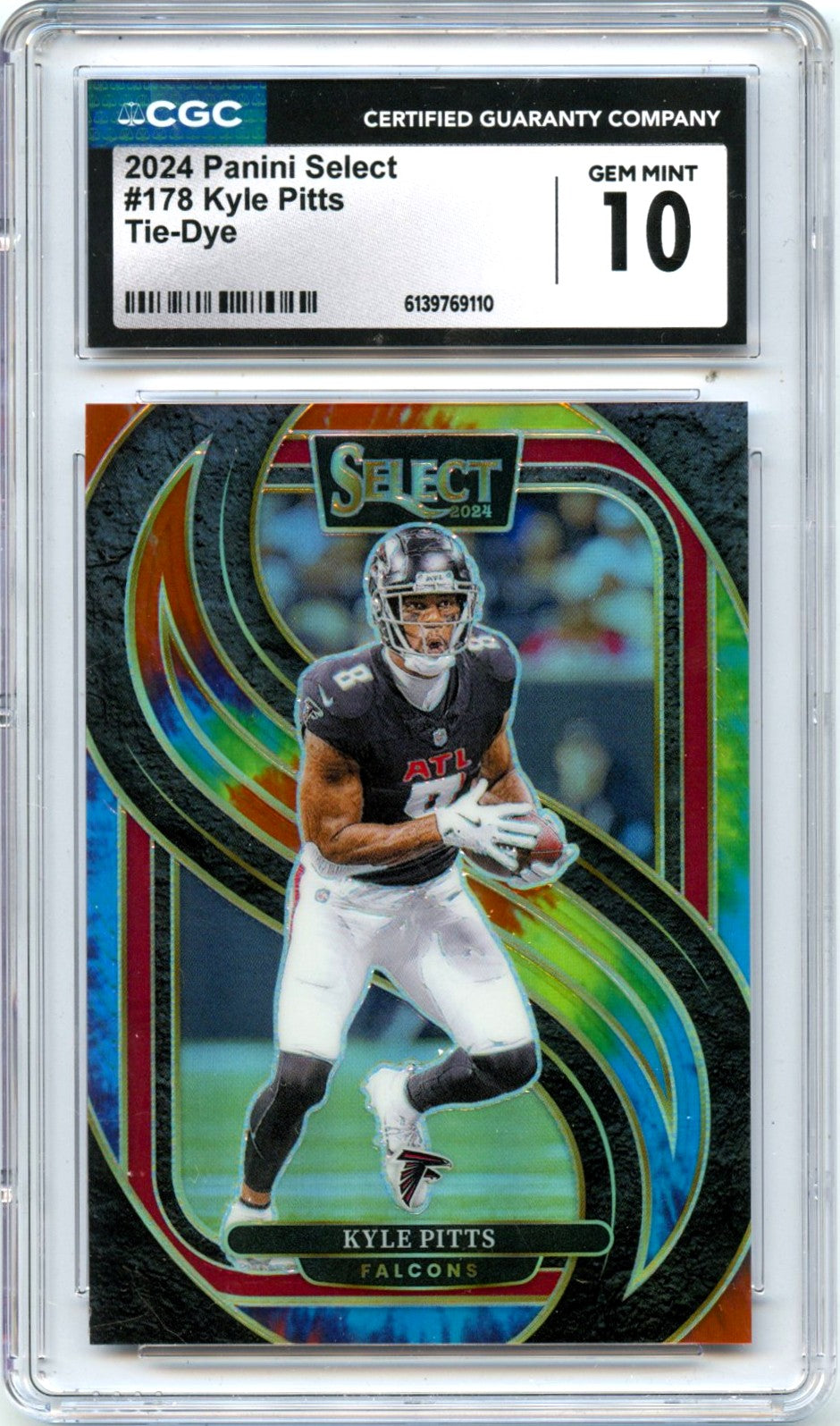 Kyle Pitts 2024 Panini Select Premier Level Tie Dye SP 16/25 CGC 10