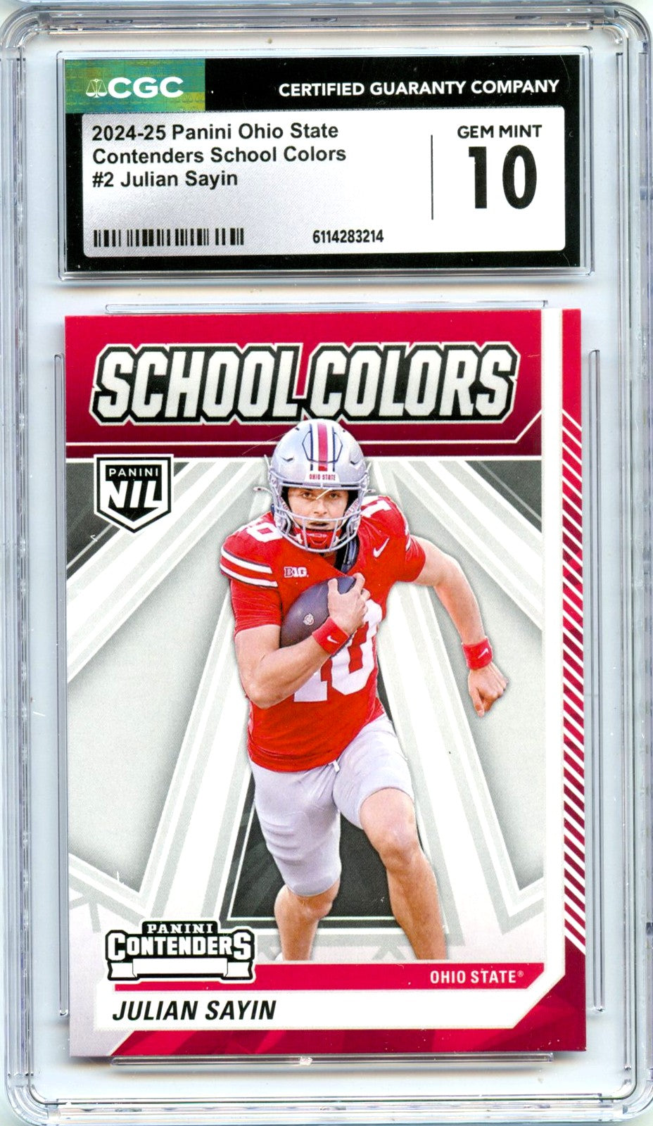 Julian Sayin RC 2024 Panini OSU Contenders School Colors Rookie #2 CGC 10-1