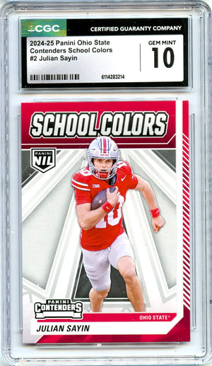Julian Sayin RC 2024 Panini OSU Contenders School Colors Rookie #2 CGC 10