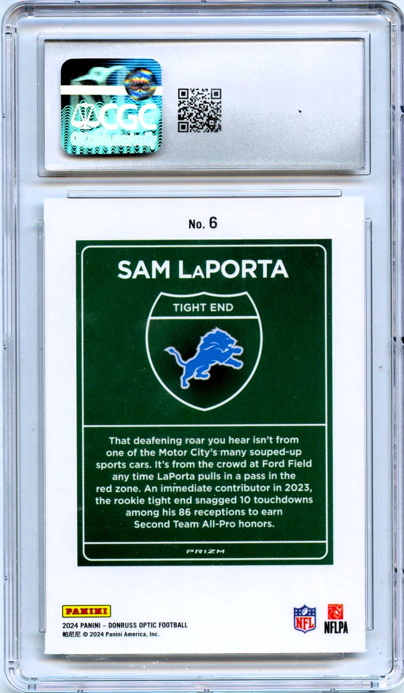 Sam Laporta 2024 Donruss Optic Downtown! SSP #6 CGC 9.5-2