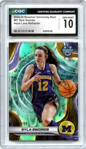 Syla Swords RC 2024 Bowman U Best Aqua Lava Rookie SP 139/199 CGC 10