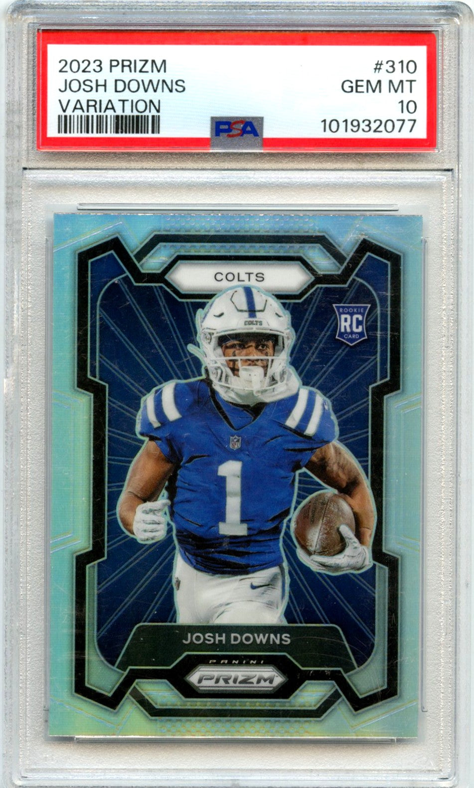 Josh Downs RC 2023 Panini Prizm Variation Rookie #310 PSA 10