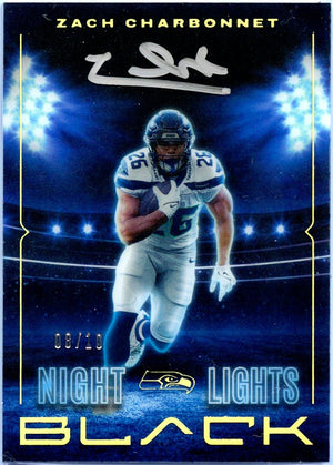 Zach Charbonnet 2024 Panini Black Gold Night Lights Auto SP 8/10