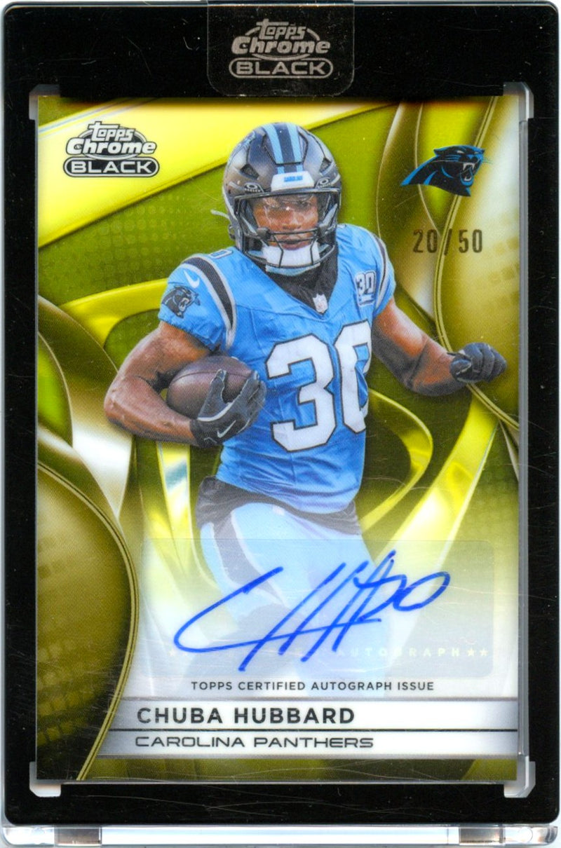 Chuba Hubbard 2025 Topps Chrome Black Gold Refractor Auto SP 20/50-1