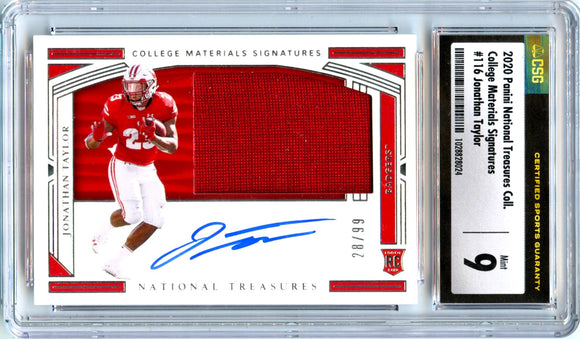 Product Jonathan Taylor RC 2020 National Treasures Collegiate Rookie Jersey Auto SP 28/99 CSG 9 Link