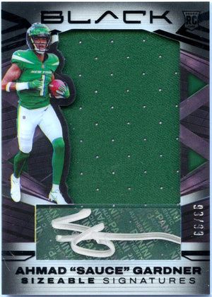 Ahmad Sauce Gardner RC 2022 Panini Black Sizeable Rookie Jersey Auto SP 93/99