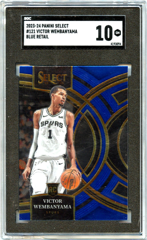 Product Victor Wembanyama RC 2023-24 Panini Select Premier Level Blue Rookie #121 SGC 10 Link