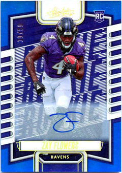 Zay Flowers RC 2023 Panini Absolute Blue Rookie Auto SP 30/50-1