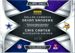Deion Sanders Cris Carter 2024 Panini Spectra Neon Pink Rivals Dual Patch SP 12/15-2