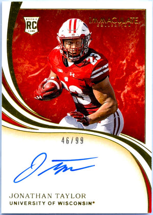 Jonathan Taylor RC 2020 Immaculate Collegiate Rookie On Card Auto SP 46/99