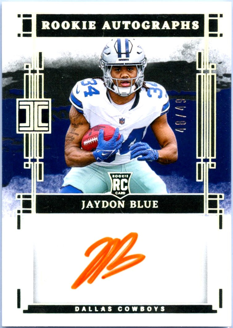 Jaydon Blue RC 2025 Impeccable Holo Silver Orange Ink Rookie Auto SP 48/49-1