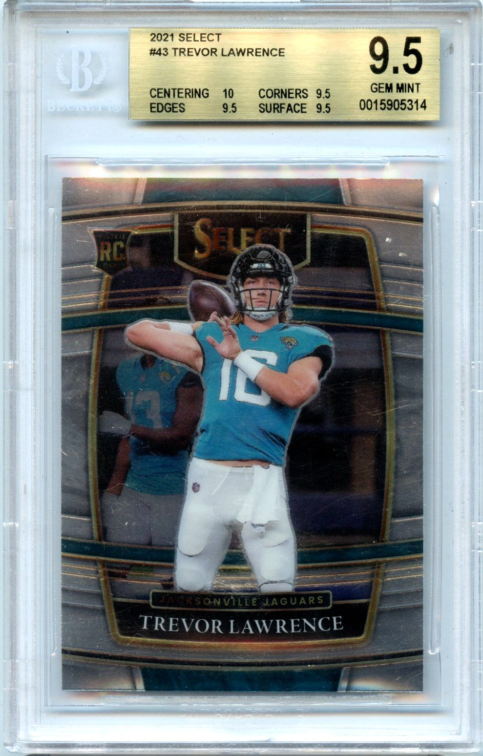 Trevor Lawrence RC 2021 Panini Select Concourse Rookie #43 BGS 9.5