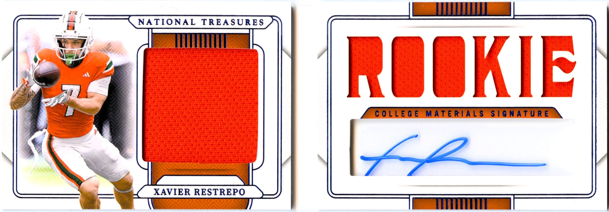 Xavier Restrepo RC 2025 National Treasures Collegiate Blue Rookie Booklet Patch Auto SP 51/75-1