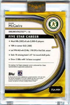 Mark Mcgwire 2024 Topps Five Star Green On Card Auto SP 45/50-2