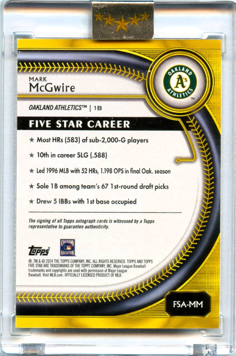 Mark Mcgwire 2024 Topps Five Star Green On Card Auto SP 45/50-2