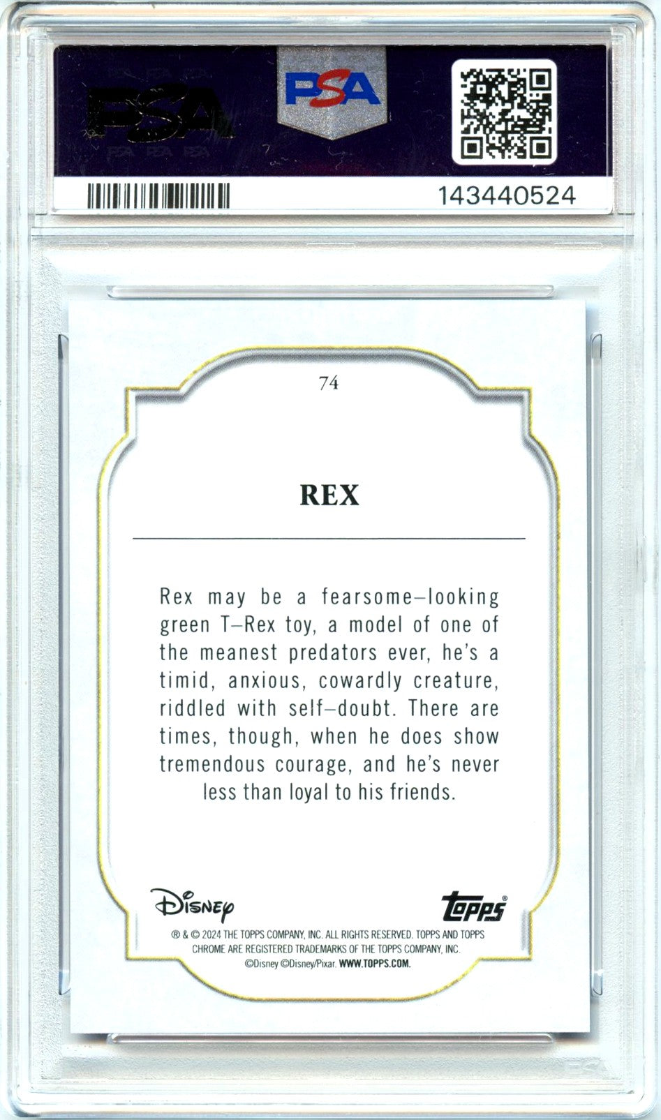 Rex 2024 Topps Chrome Disney Sapphire #74 PSA 10-2