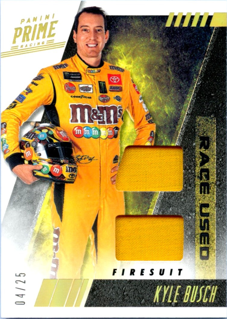 Kyle Busch 2019 Panini Prime NASCAR Race Used Dual Patch SP 4/25-1