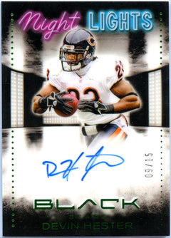 Devin Hester 2025 Panini Black Green Night Lights Auto SP 9/15-1