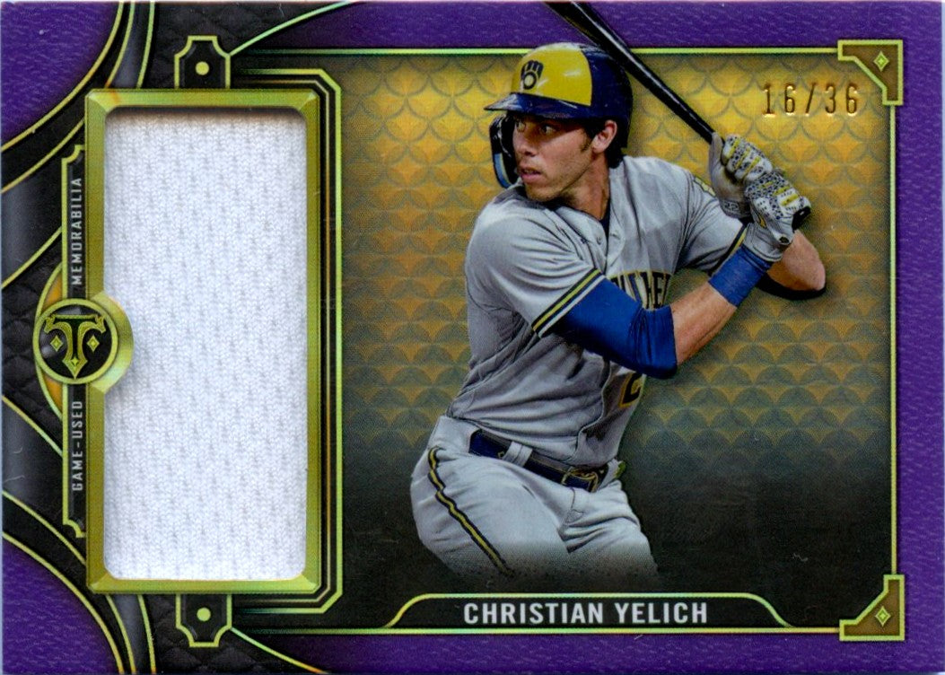 Christian Yelich 2022 Topps Triple Threads Purple Game Used Patch SP 16/36