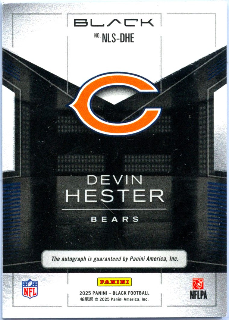 Devin Hester 2025 Panini Black Green Night Lights Auto SP 9/15-2