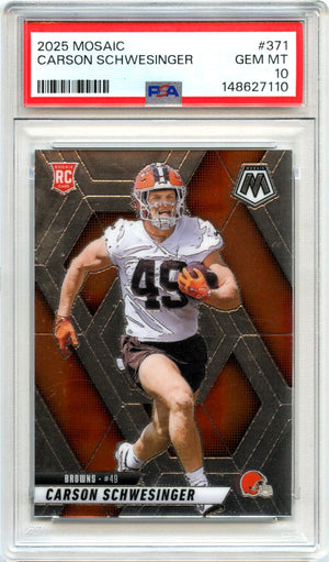 Carson Schwesinger RC 2025 Panini Mosaic Rookie #371 PSA 10