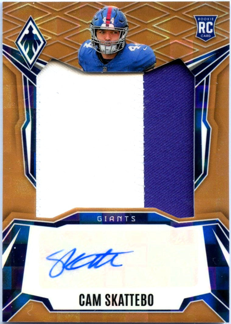Cam Skattebo RC 2025 Panini Phoenix Bronze Pandora Rookie Patch Auto SP 94/199