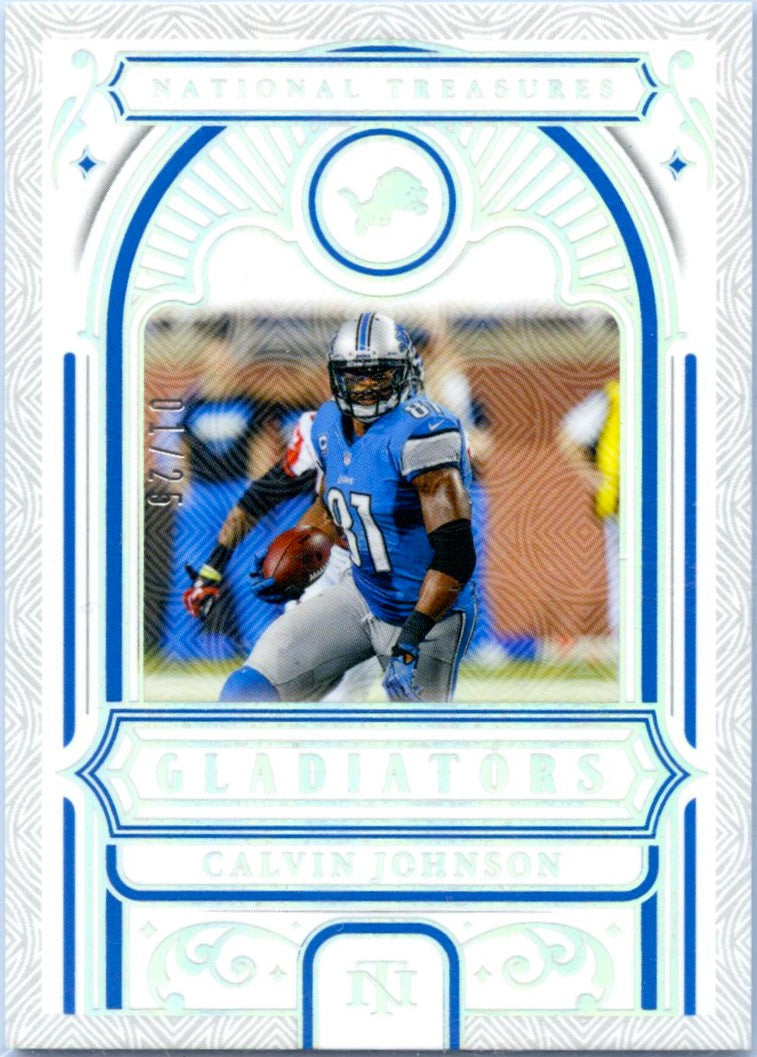 Calvin Johnson 2025 National Treasures Holo Silver Gladiators SP 1/25