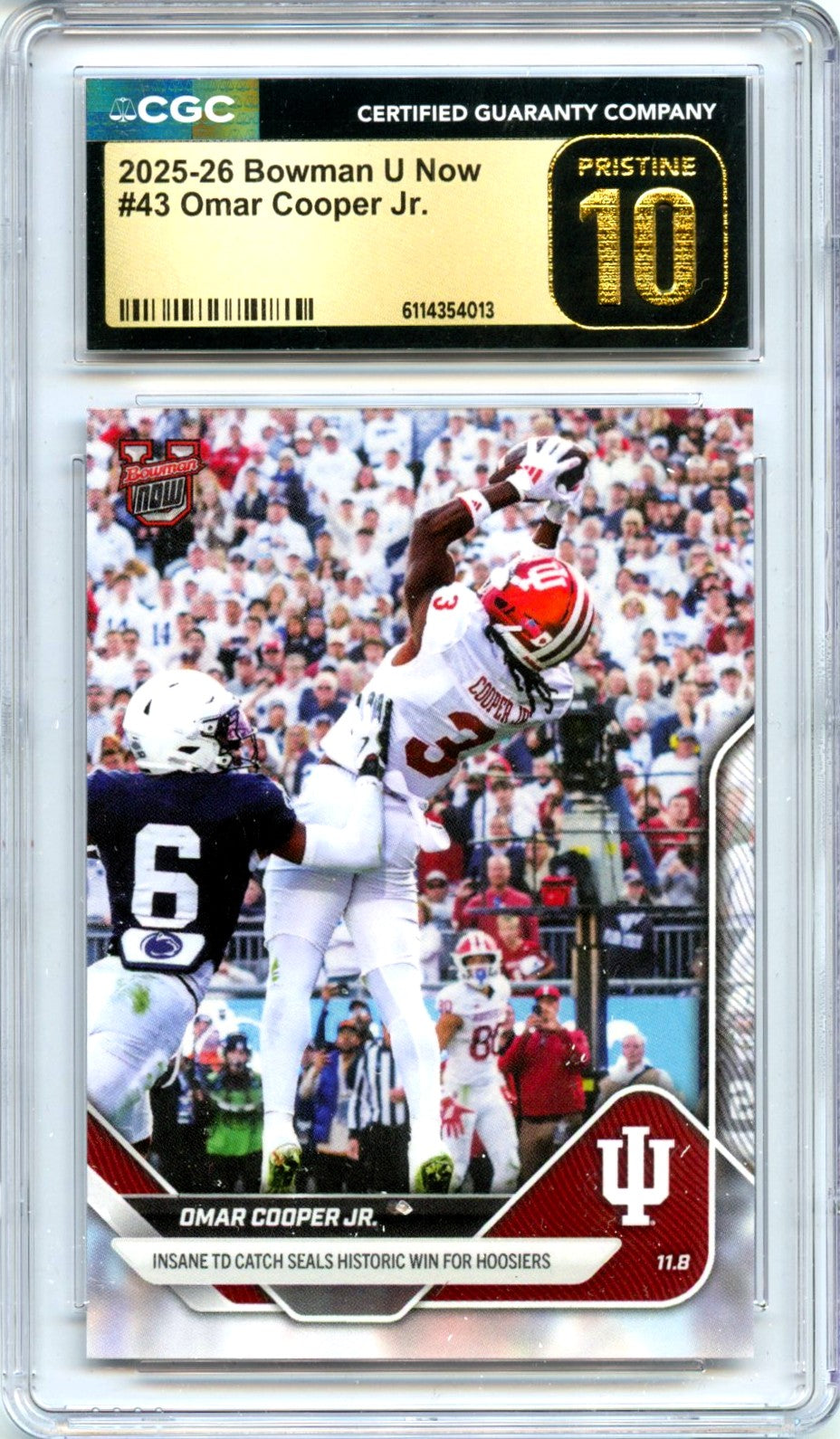 Omar Cooper Jr RC 2025 Bowman U Now Rookie #43 CGC 10 Pristine