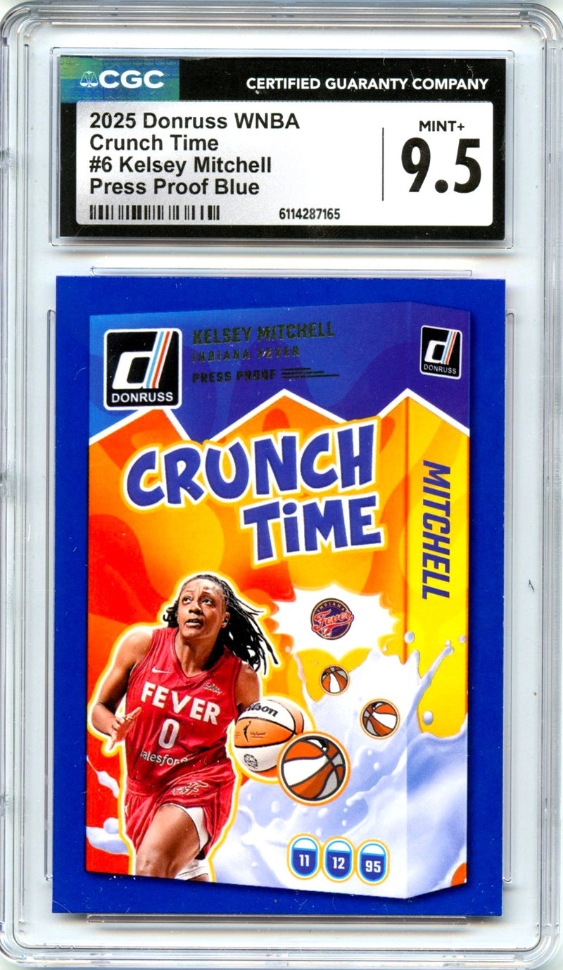 Kelsey Mitchell 2025 Donruss WNBA Blue Press Proof Crunch Time #6 CGC 9.5-1