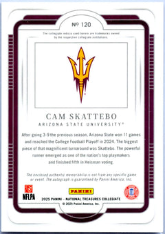 Cam Skattebo RC 2025 National Treasures Collegiate Holo Silver Rookie Patch Auto SP 3/39-2