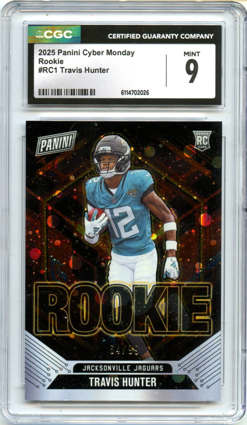 Travis Hunter RC 2025 Panini Cyber Monday Rookie SP 64/99 CGC 9-1