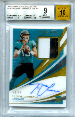 Trevor Lawrence RC 2021 Immaculate Rookie Patch Auto SP 64/99 BGS 9-1