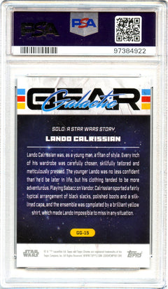 Lando Calrissian 2024 Topps Chrome Stars Wars Orange Galactic Gear Rebel SP 8/25 PSA 10-2