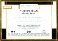 Alex Bregman 2024 Definitive Collection Gold Framed Game Used Patch Auto SP 21/30-2