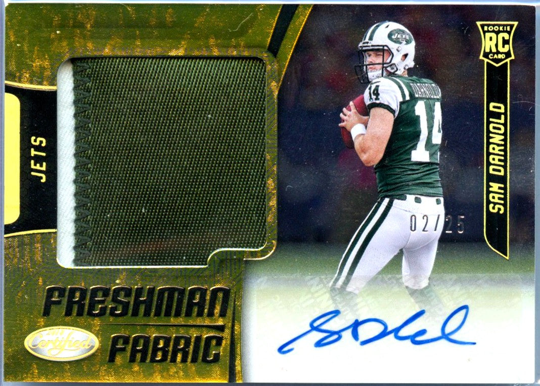 Sam Darnold RC 2018 Panini Certified Freshman Fabric Rookie Patch Auto SP 2/25