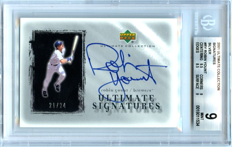 Robin Yount 2001 UD Ultimate Collection On Card Auto SP 21/24 BGS 9-1