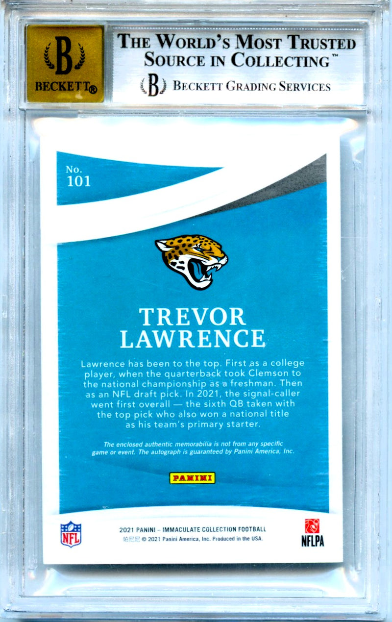 Trevor Lawrence RC 2021 Immaculate Rookie Patch Auto SP 64/99 BGS 9-2