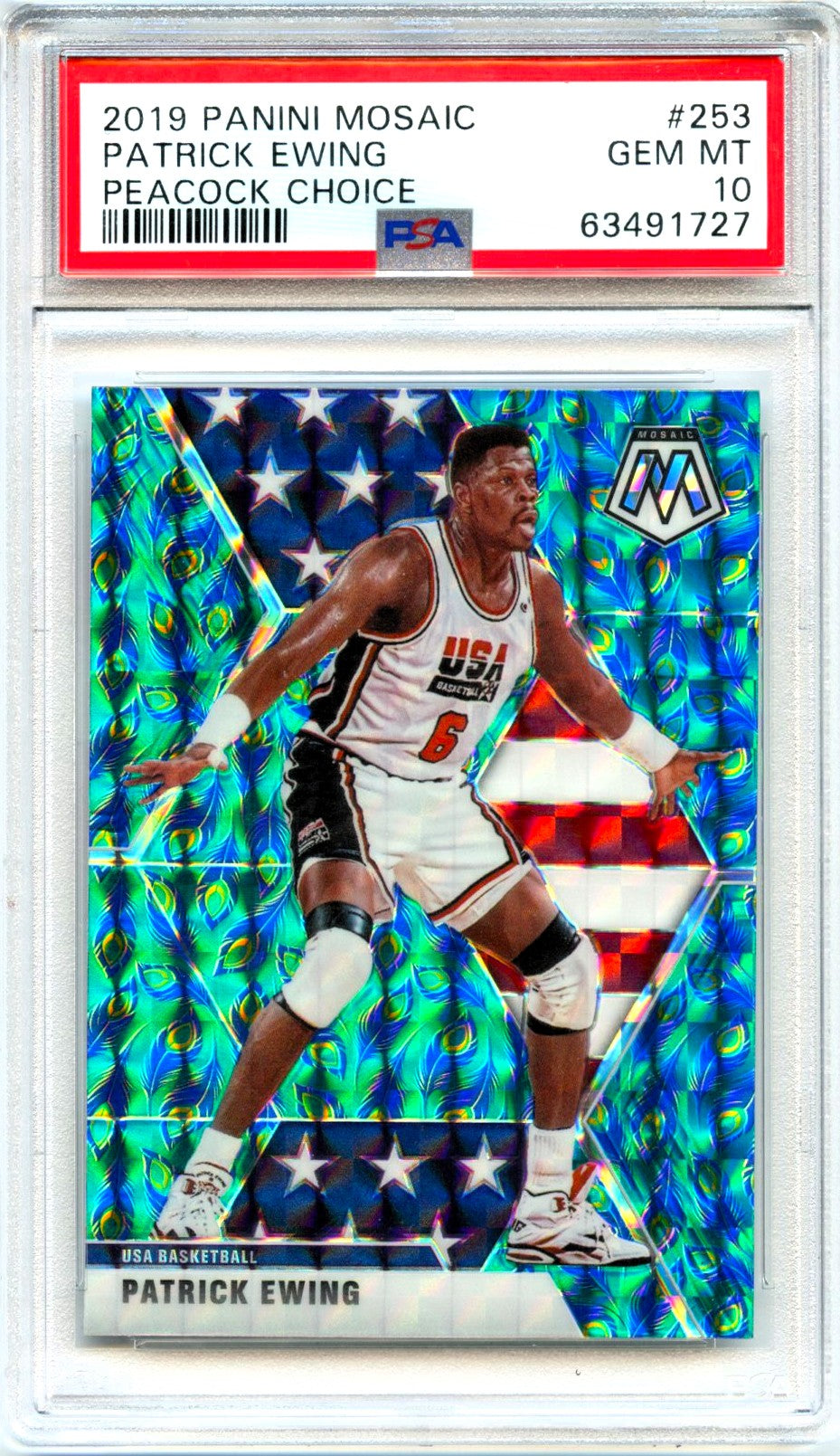 Patrick Ewing 2019-20 Panini Mosaic Peacock Choice SSP #253 PSA 10-1