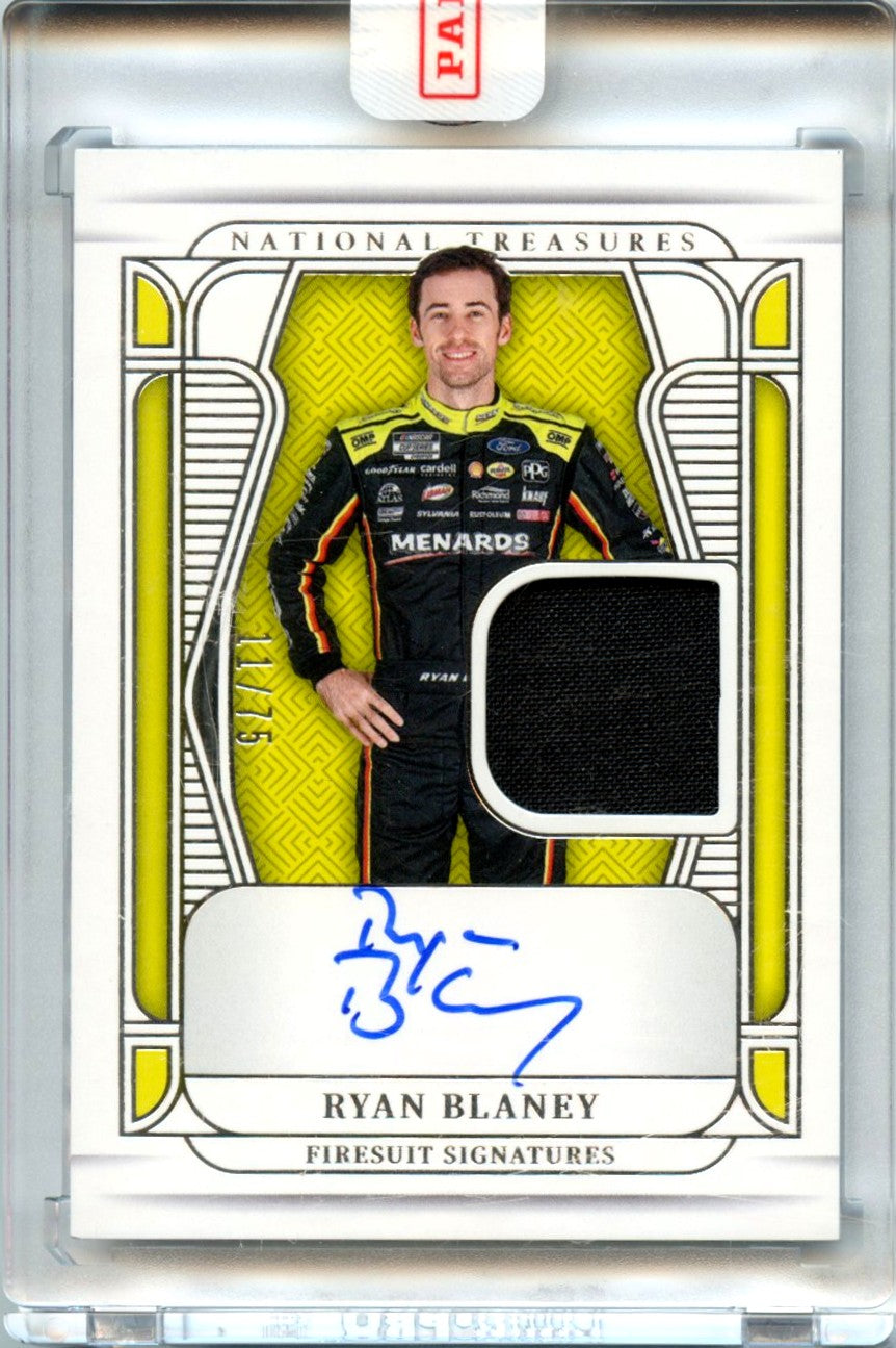 Ryan Blaney 2025 National Treasures NASCAR Firesuit Patch Auto SP 11/75-1