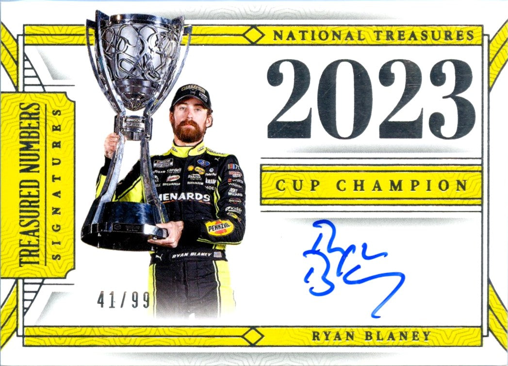 Ryan Blaney 2024 National Treasures NASCAR Treasured Numbers Auto SP 41/99