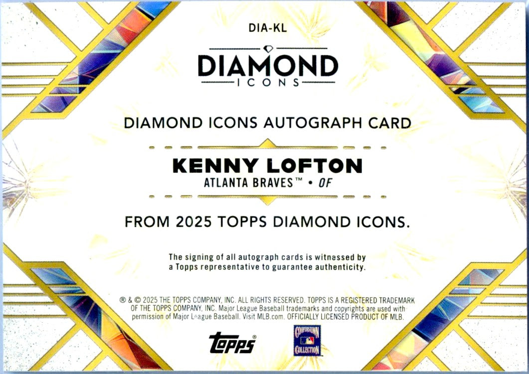 Kenny Lofton 2025 Topps Diamond Icons On Card Auto SP 3/10-2