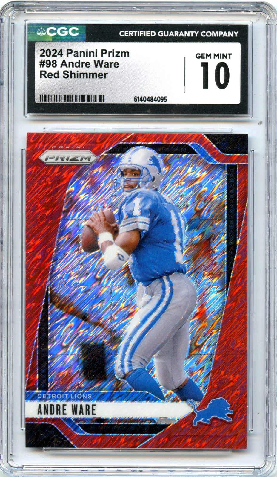 Andre Ware 2024 Panini Prizm Red Shimmer SP 6/35 CGC 10-1
