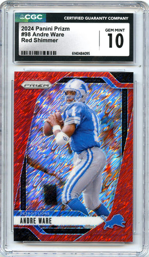 Andre Ware 2024 Panini Prizm Red Shimmer SP 6/35 CGC 10