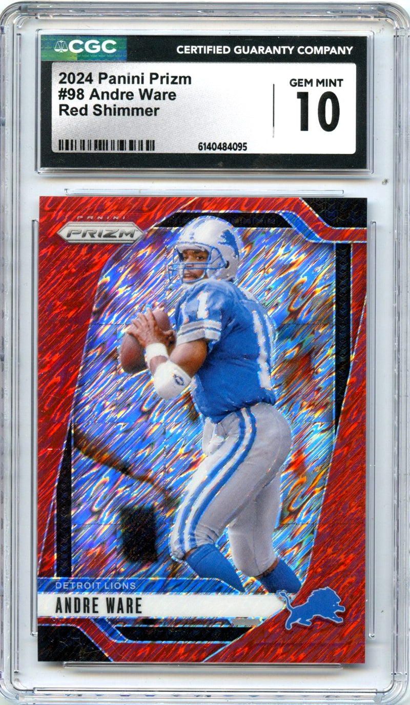 Andre Ware 2024 Panini Prizm Red Shimmer SP 6/35 CGC 10-1