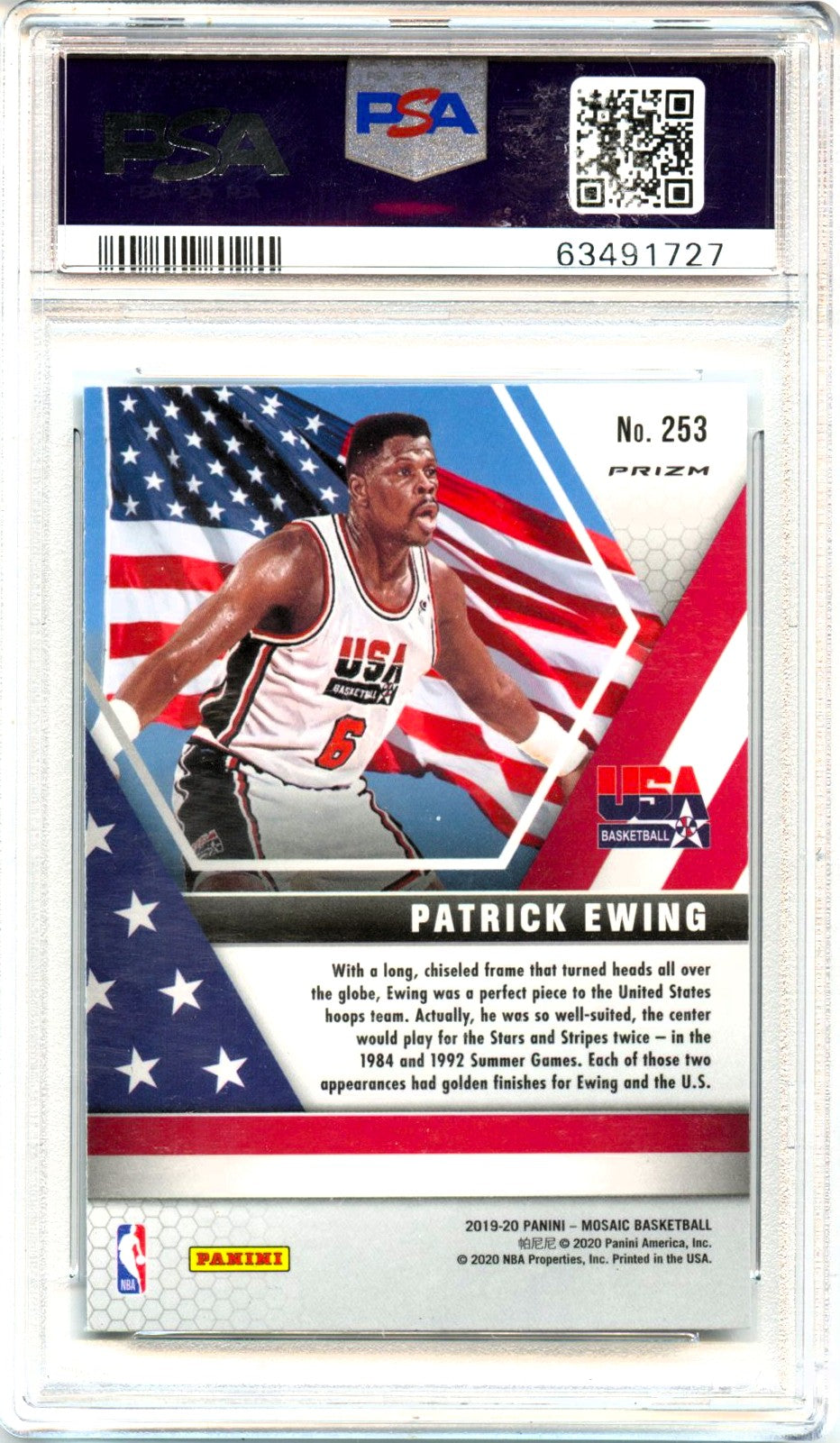 Patrick Ewing 2019-20 Panini Mosaic Peacock Choice SSP #253 PSA 10-2
