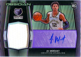 Ja Morant RC 2019-20 Panini Obsidian Purple Rookie Jersey Patch Auto SP 19/75