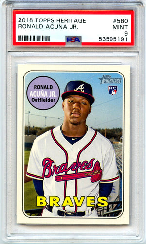 Ronald Acuna Jr RC 2018 Topps Heritage Rookie #580 PSA 9