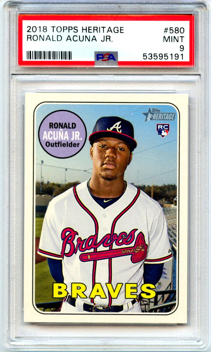 Ronald Acuna Jr RC 2018 Topps Heritage Rookie #580 PSA 9-1