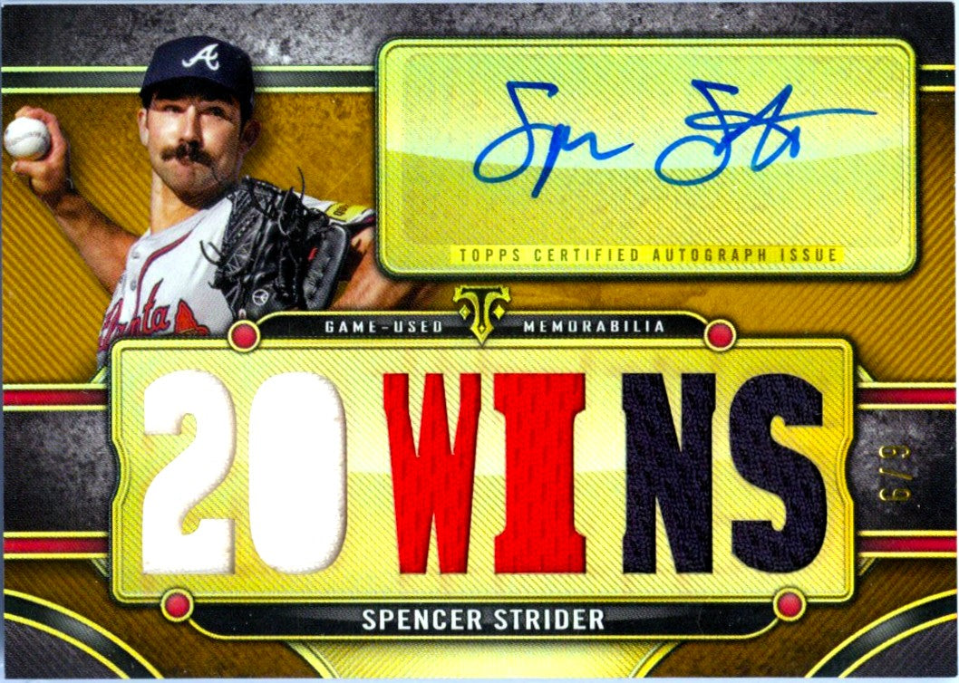 Spencer Strider 2024 Topps Triple Threads Gold Game Used Patch Auto SP 6/9